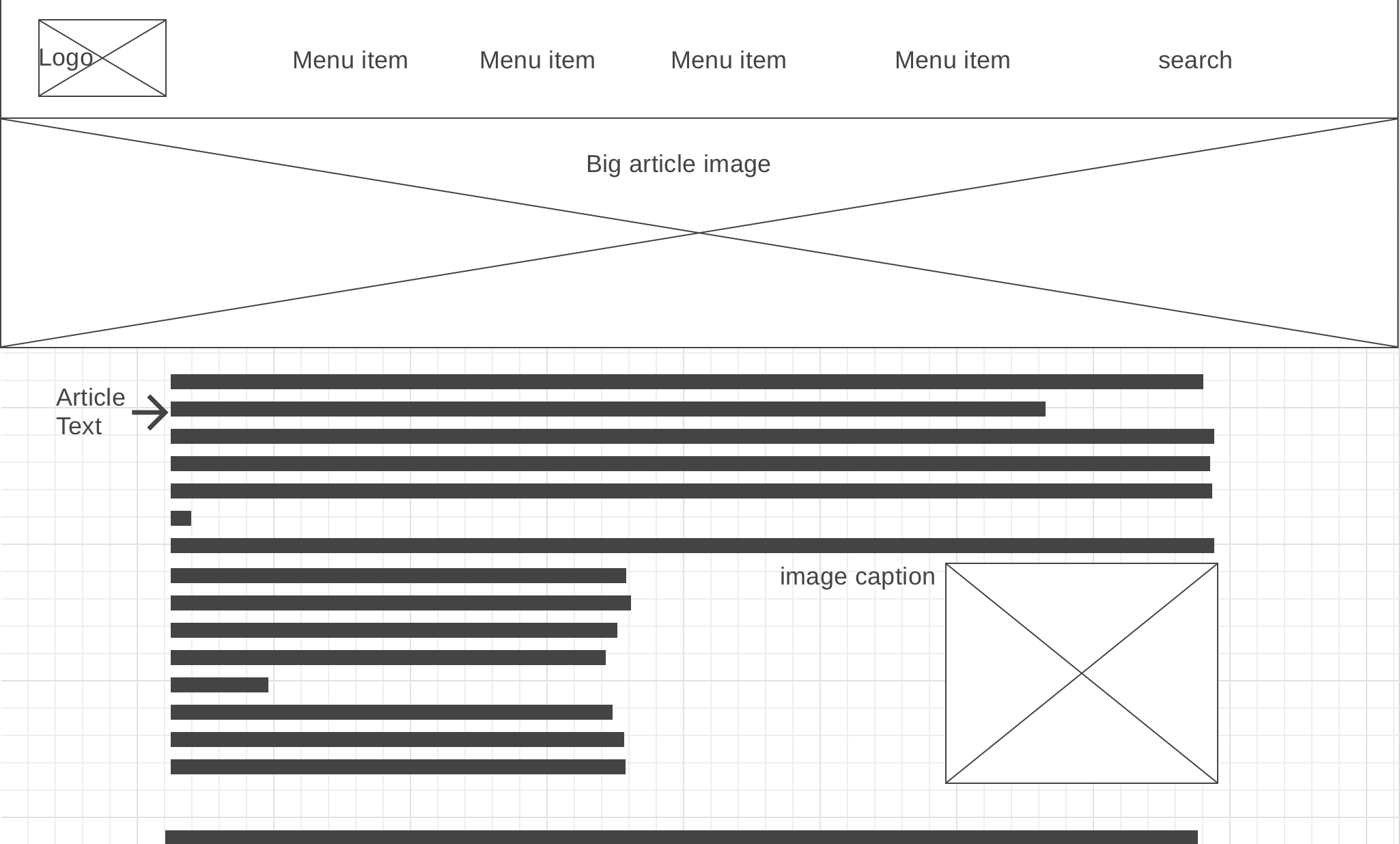 wireframe for Articles